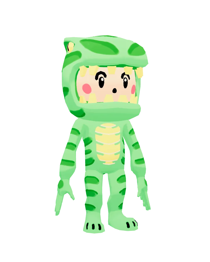 DinoKid wearing a dinosaur onesie
